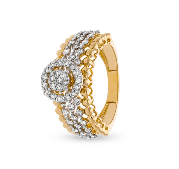 Romp Bubble Shape Round Natural Diamond Yellow Gold Casual Ring