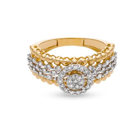 Romp Bubble Shape Round Natural Diamond Yellow Gold Casual Ring