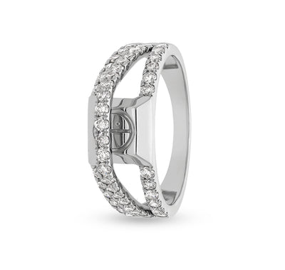 Round Shape Natural Diamond With Prong Setting White Gold Casual Ring