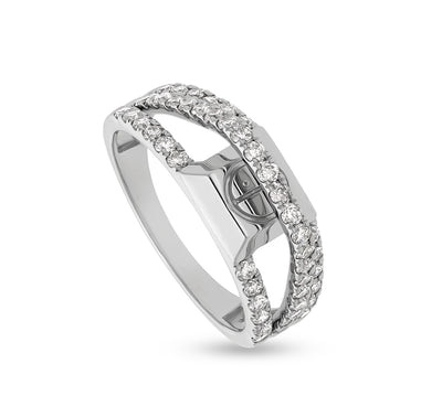 Round Shape Natural Diamond With Prong Setting White Gold Casual Ring