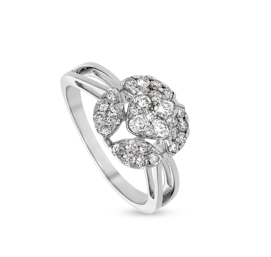 Round Natural Diamond With Straight Shank & Prong Setting White Gold Casual