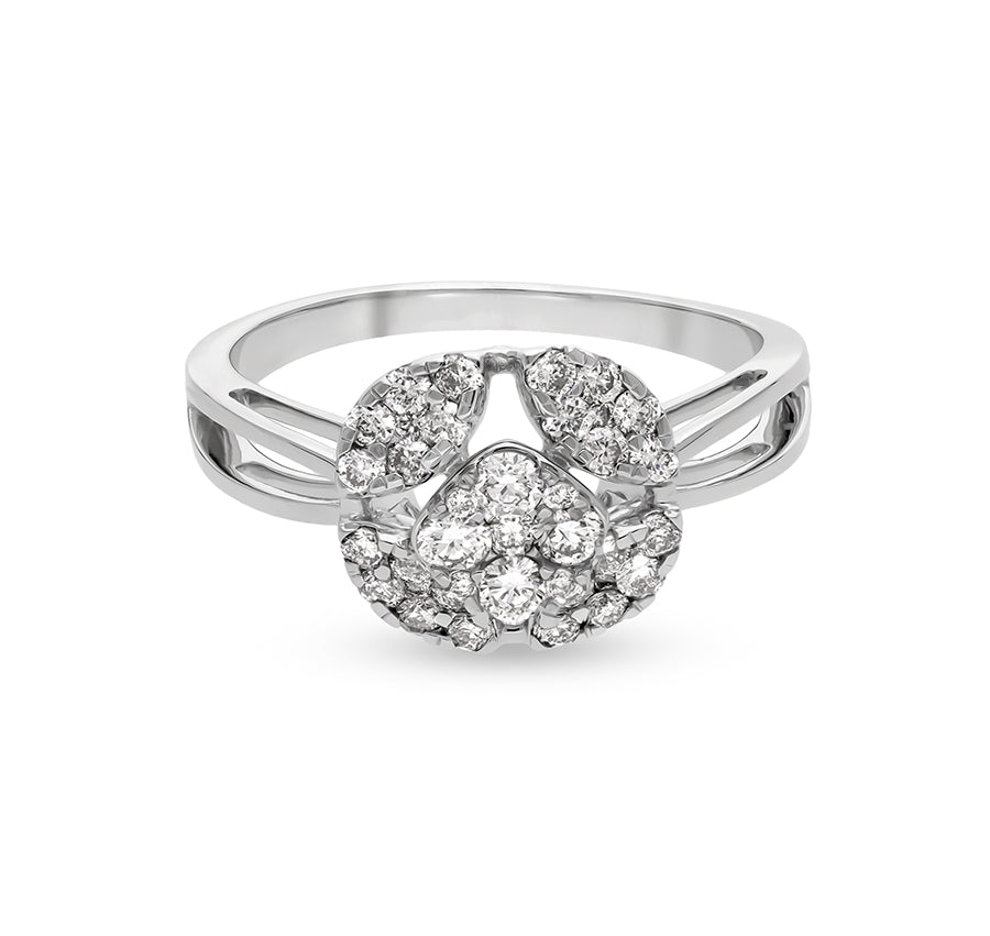 Round Natural Diamond With Straight Shank & Prong Setting White Gold Casual