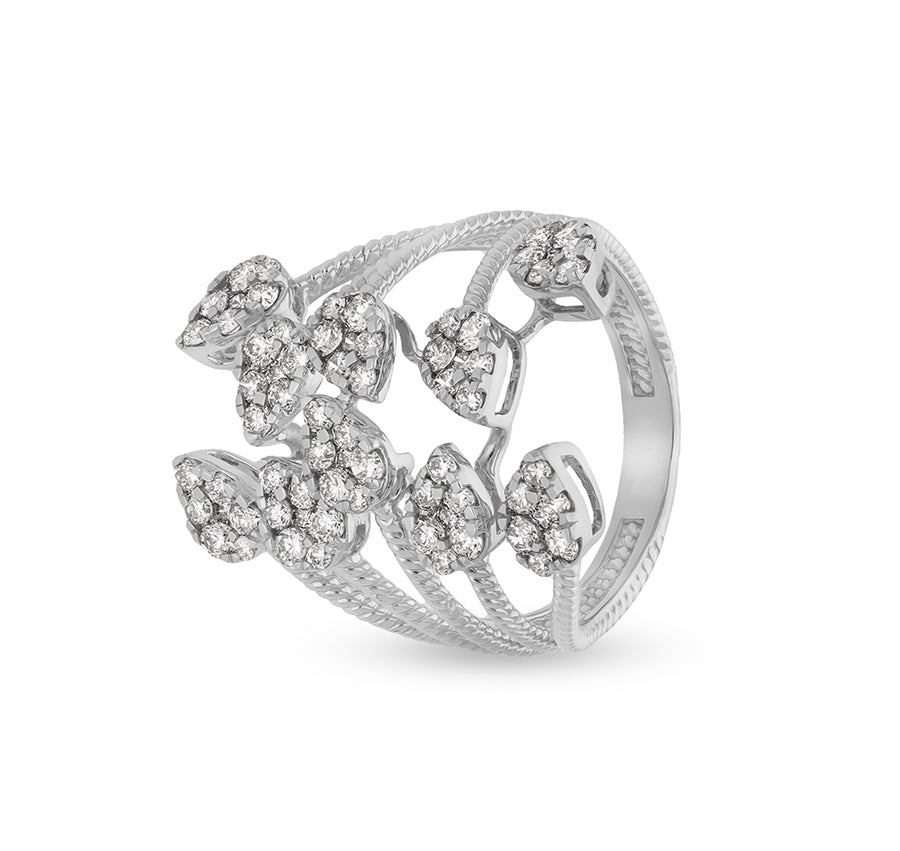 Round Shape Diamond With Prong Setting White Gold Cocktail Ring