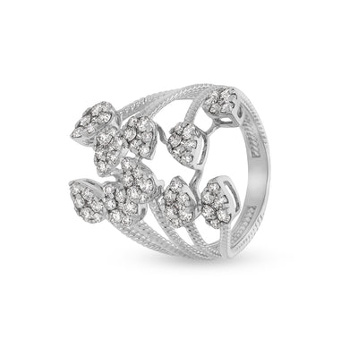 Round Shape Diamond With Prong Setting White Gold Cocktail Ring