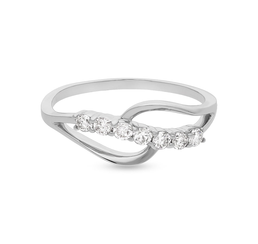 Round Shape Natural Diamond With Prong Setting White Gold Casual Ring