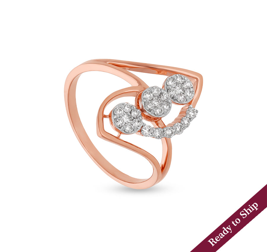 Round Shape Natural Diamond With Prong & Pressure Setting Rose Gold Casual