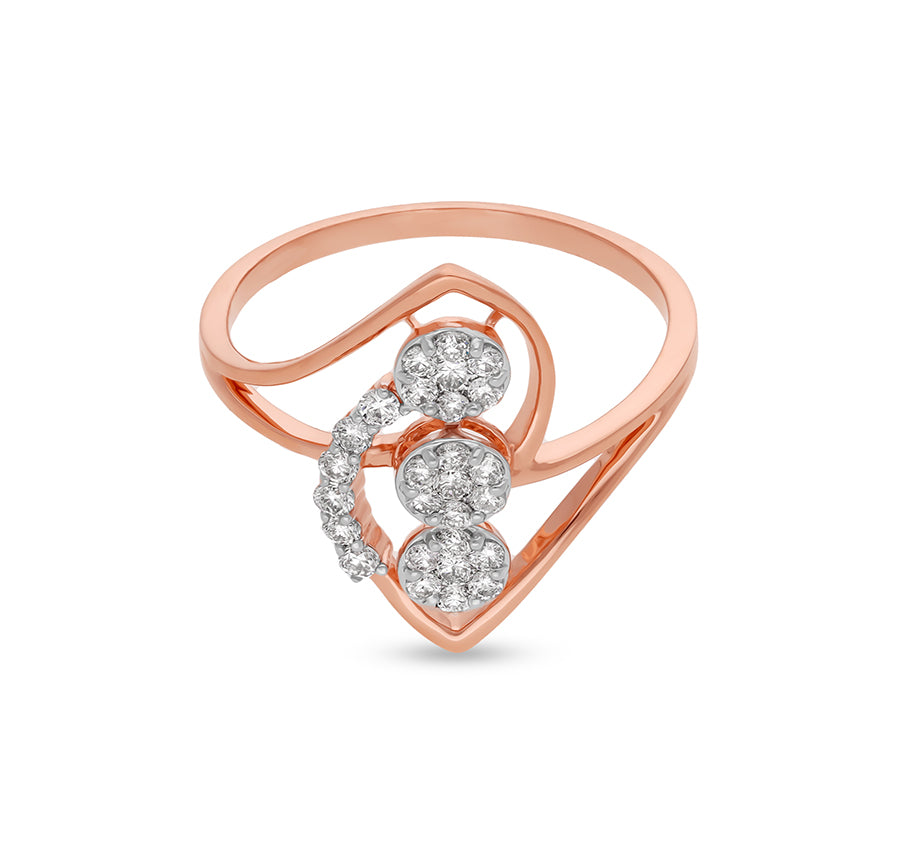 Round Shape Natural Diamond With Prong & Pressure Setting Rose Gold Casual