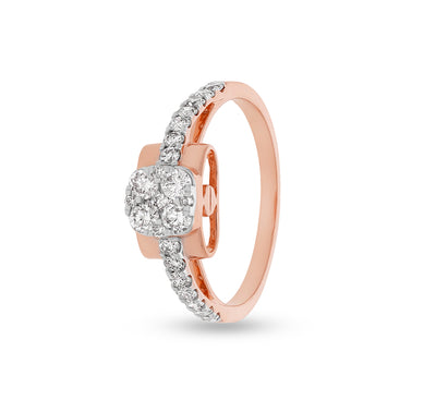 Round Shape Diamond With Prong Setting Rose Gold Casual Ring
