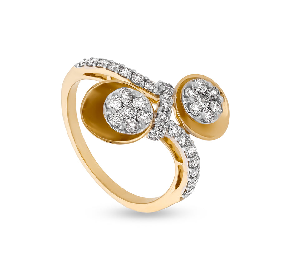 Round Shape Diamond With Prong Set Yellow Gold Casual Ring