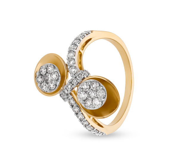 Round Shape Diamond With Prong Set Yellow Gold Casual Ring