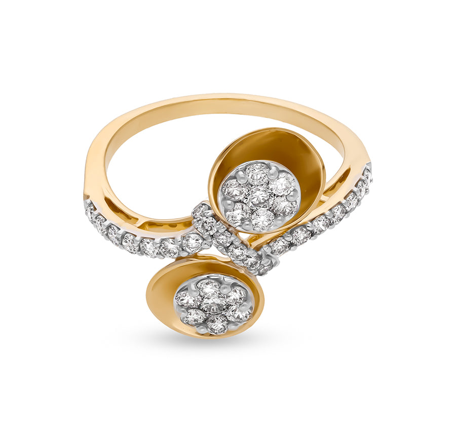 Round Shape Diamond With Prong Set Yellow Gold Casual Ring