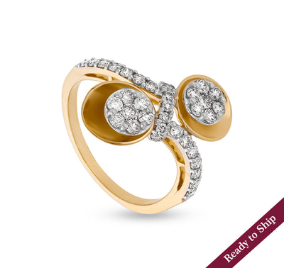 Round Shape Diamond With Prong Set Yellow Gold Casual Ring