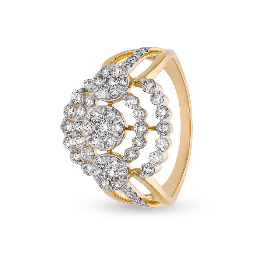 Round Shape Diamond With Prong Set Yellow Gold Engagement Ring