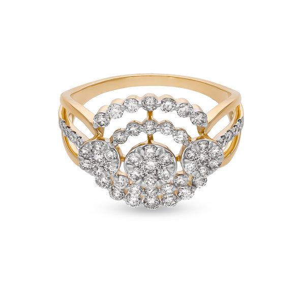 Round Shape Diamond With Prong Set Yellow Gold Engagement Ring