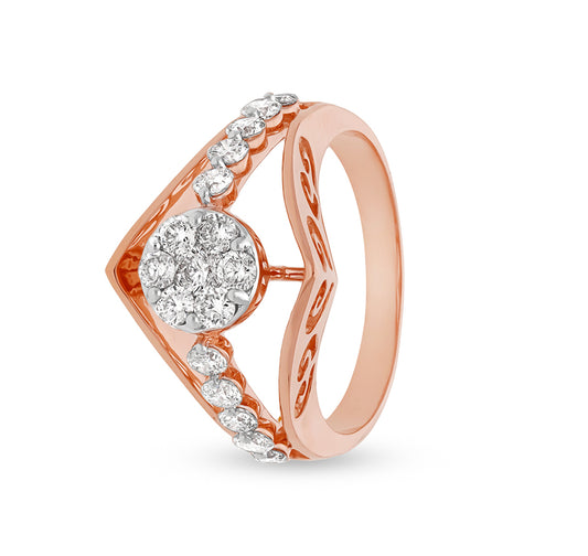 Round Shape Natural Diamond With Prong Set Rose Gold Casual Ring