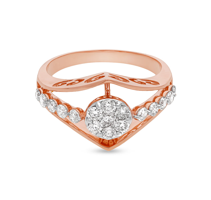 Round Shape Natural Diamond With Prong Set Rose Gold Casual Ring