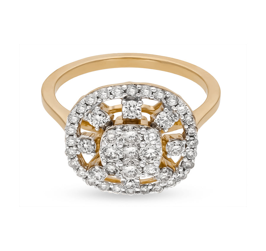 Round Natural Diamond Yellow Gold Petite Haven Cocktail Ring
