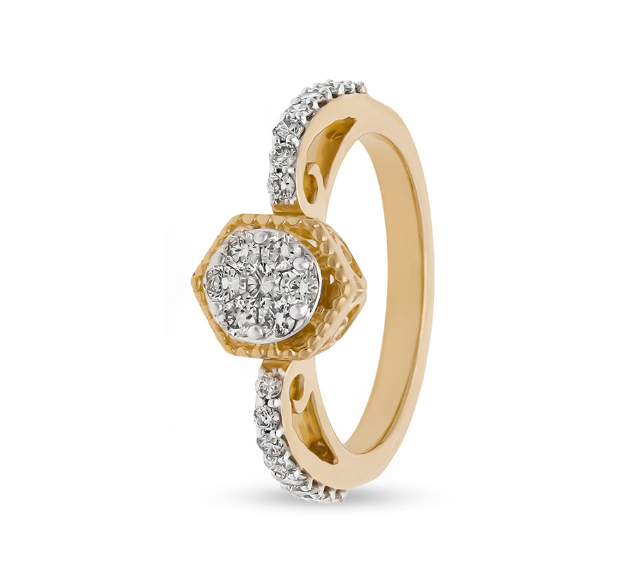 Round Cut Diamonds Yellow Gold Enchanted Ever glow Casual Ring