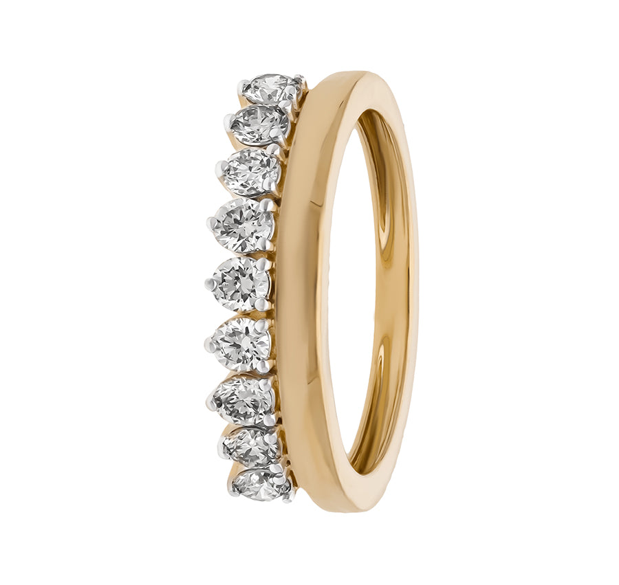 Luxe Tiara Round Cut Diamond Yellow Gold Casual Ring