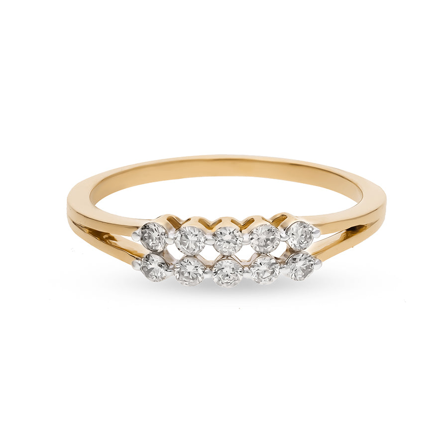 Round Natural Diamond Yellow Gold Minimalist Casual Ring