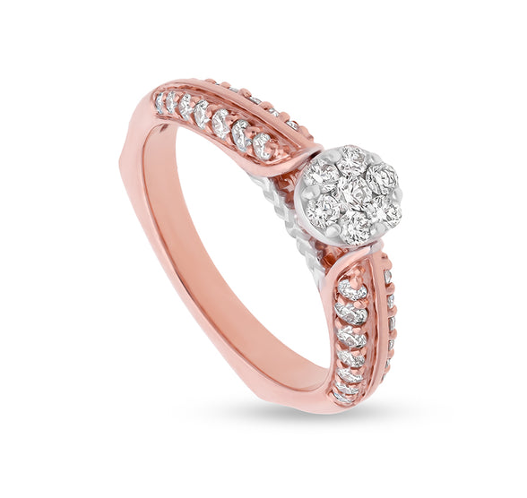 Round Natural Diamonds Floral Elegance Mount  Rose Gold  Ring