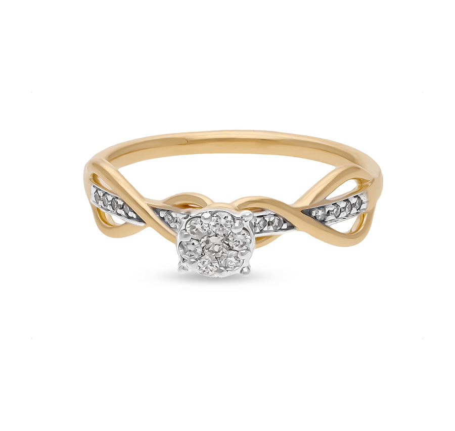 Petite Twisted Vine Metal Round Natural Diamond Yellow Gold Casual Ring