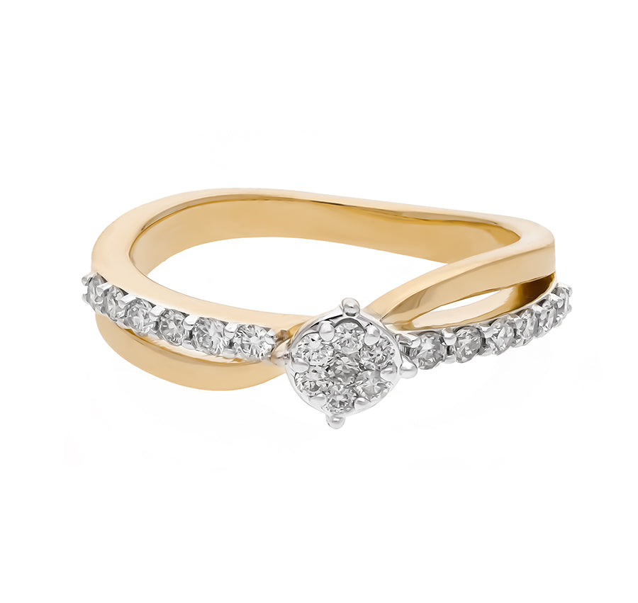 Elegance Twist Round Diamond Yellow Gold Casual Ring