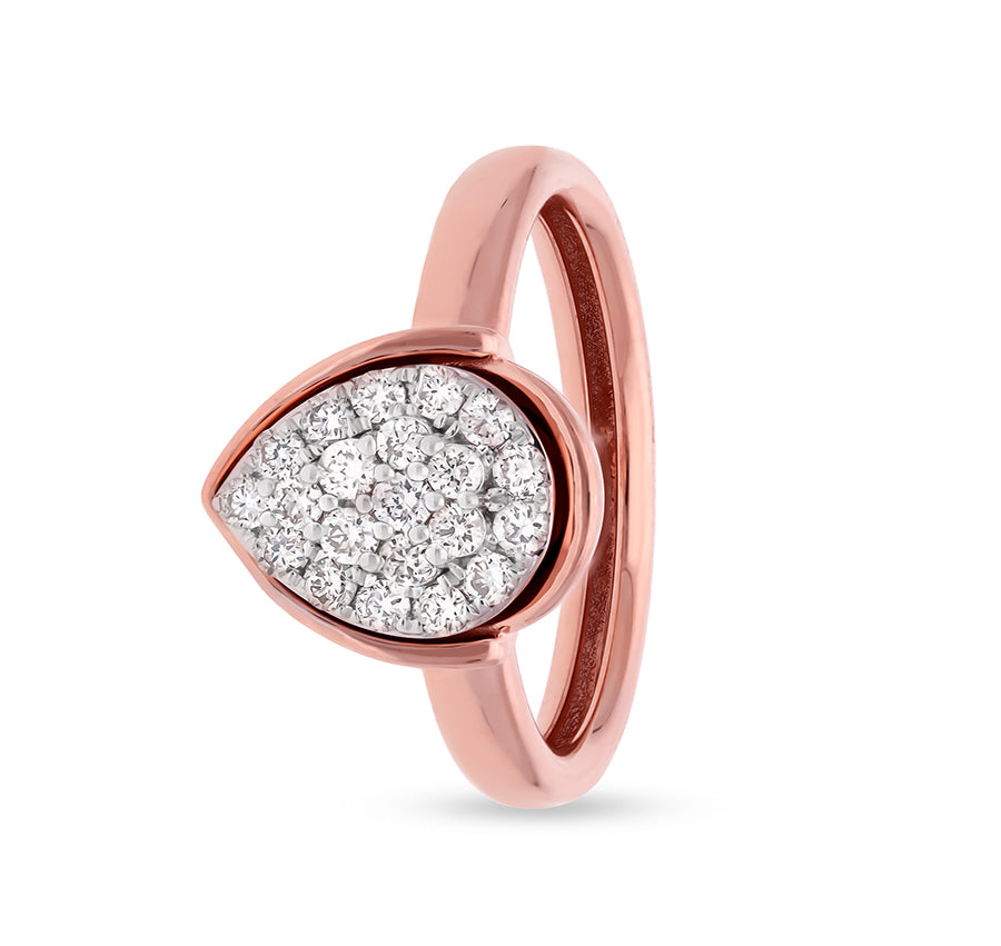 Blissful Pear Round Natural Diamond Rose Gold Casual Ring