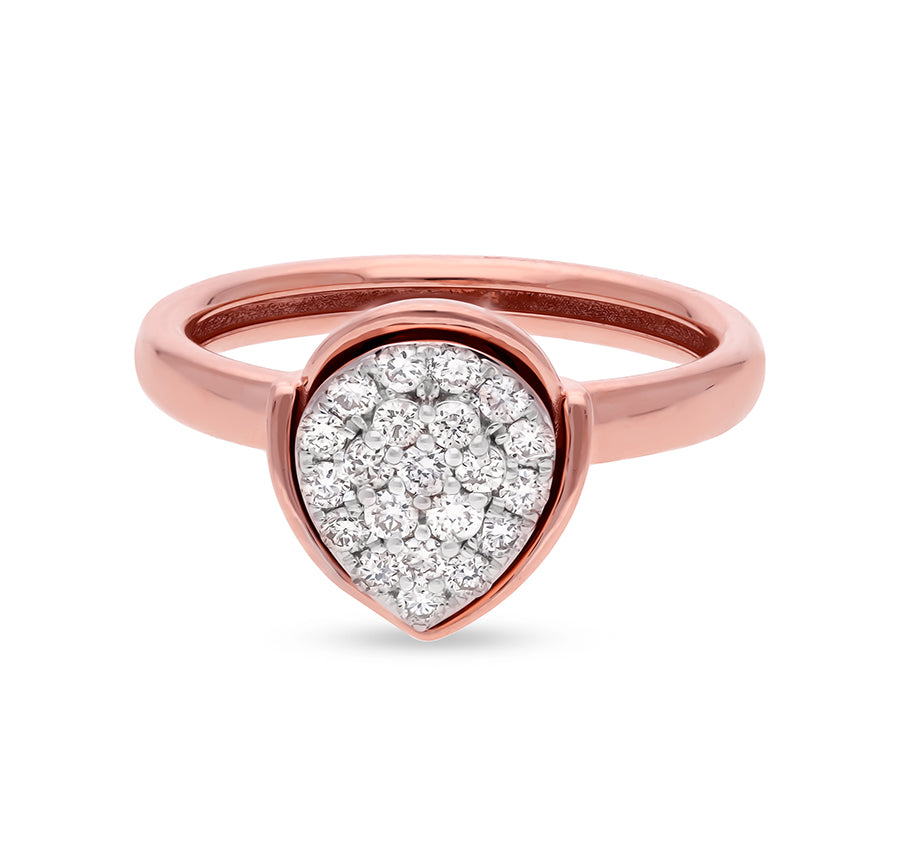 Blissful Pear Round Natural Diamond Rose Gold Casual Ring