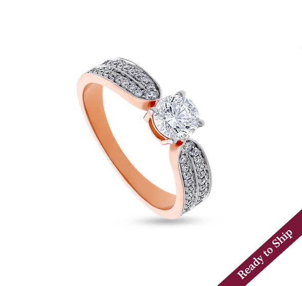 Round Solitaire diamond With Prong Set Rose Gold Casual Ring