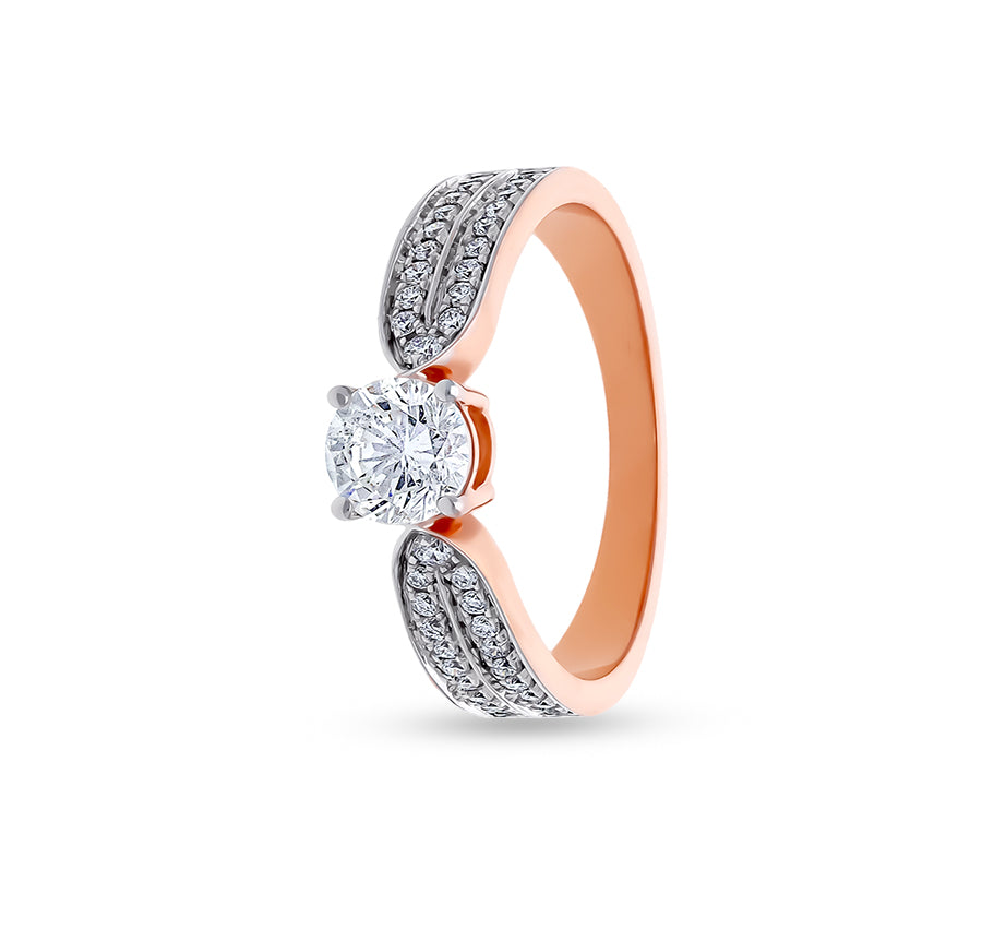 Round Solitaire diamond With Prong Set Rose Gold Casual Ring