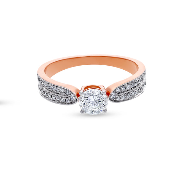 Round Solitaire diamond With Prong Set Rose Gold Casual Ring