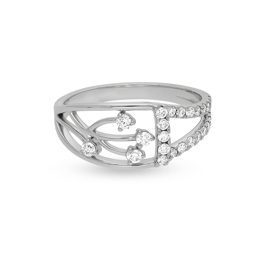 Round Shape Diamond with Prong setting White Gold Casual Ring