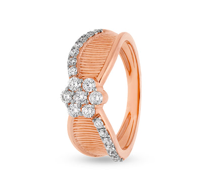 Flower Shape With Round Natural Diamond Rose Gold Casual Ring