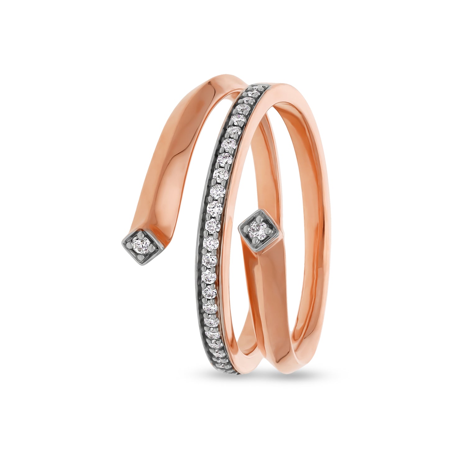 Spiral Shape With Round Natural Diamond Rose Gold Casual Ring