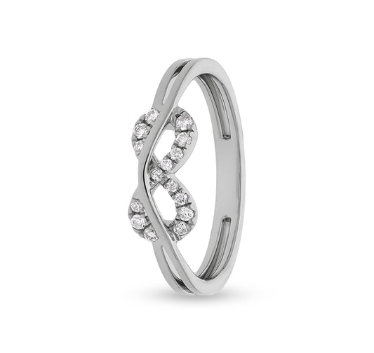 Infinity Shape With French Setting Natural Diamond  White Gold Casual Ring