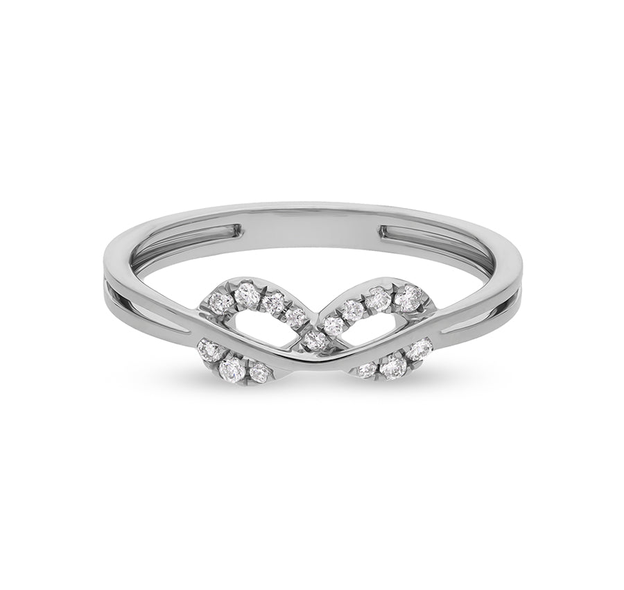 Infinity Shape With French Setting Natural Diamond  White Gold Casual Ring