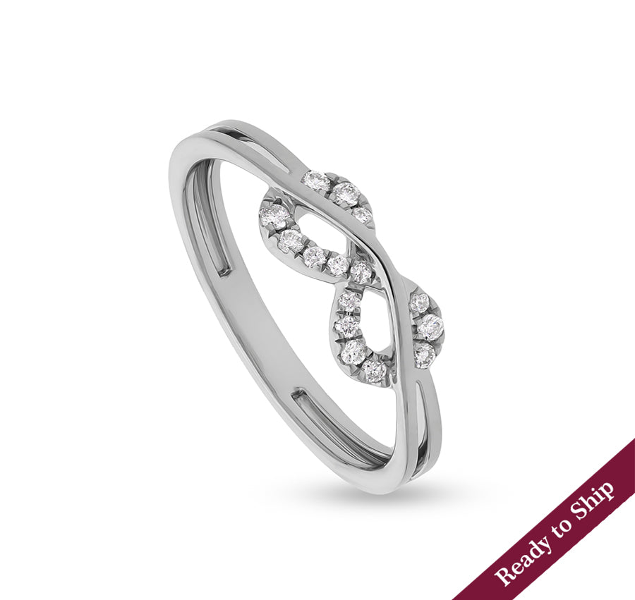 Infinity Shape With French Setting Natural Diamond  White Gold Casual Ring