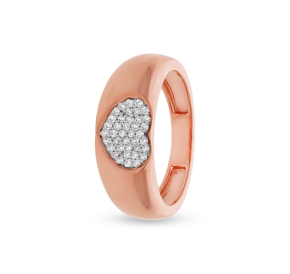 Heart Shape With Pave Setting Rose Gold Casual Ring