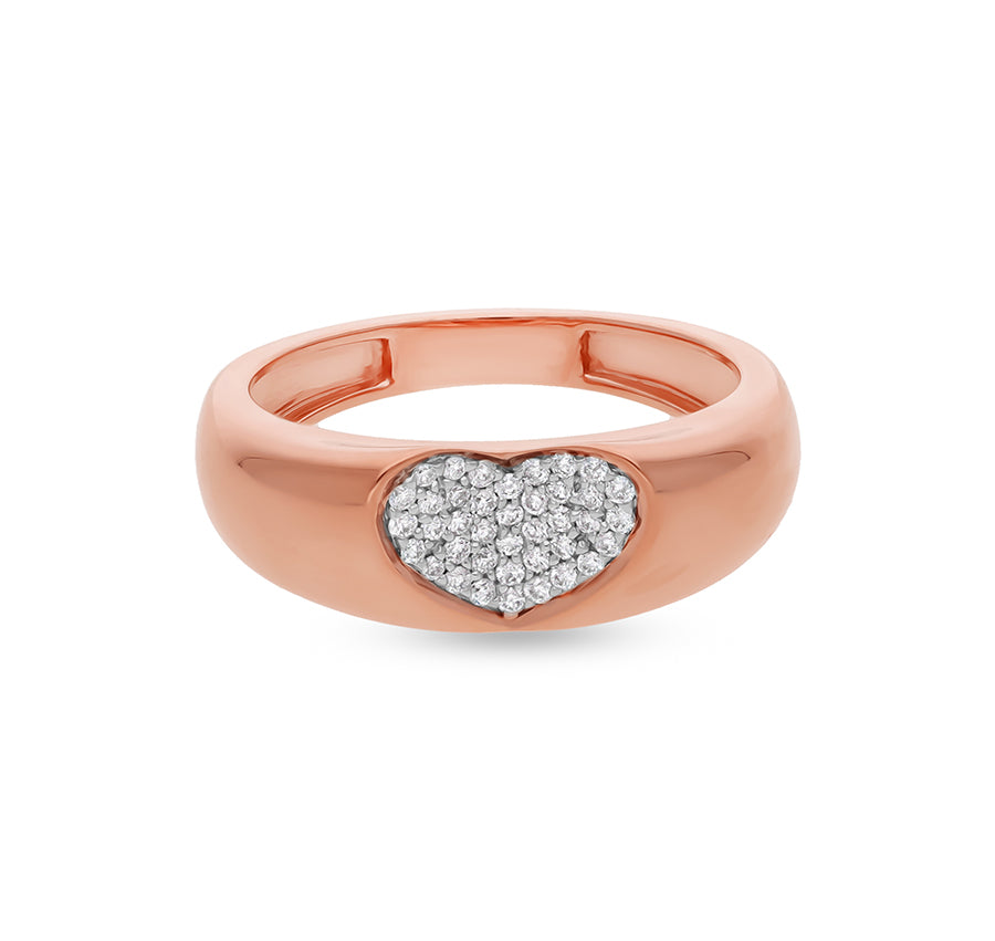 Heart Shape With Pave Setting Rose Gold Casual Ring