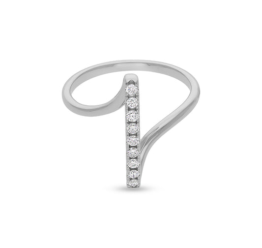 Round Shape Natural Diamond With Channel set White Gold Casual Ring