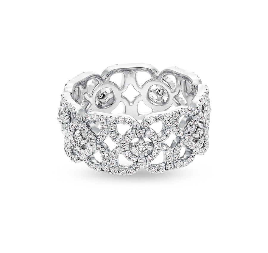 Round Shape Diamond With French Setting White Gold Wedding Ring