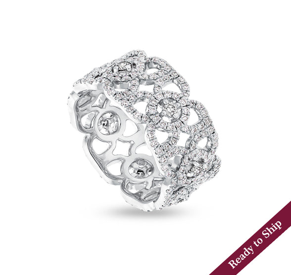 Round Shape Diamond With French Setting White Gold Wedding Ring