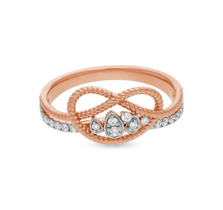 Rope Design With Round Natural Diamond Rose Gold Casual Ring