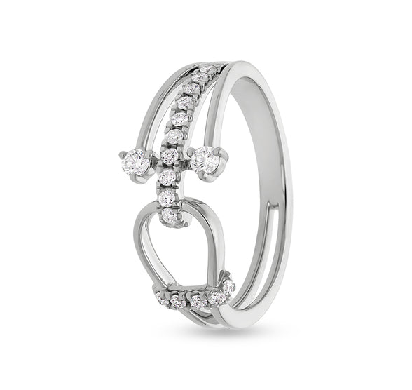 Round Shape Diamond With Prong Setting White Gold Promise Casual Ring