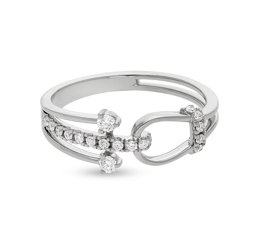 Round Shape Diamond With Prong Setting White Gold Promise Casual Ring