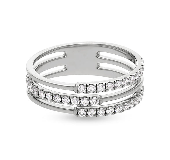 Round Natural Cut Diamond With French Setting White Gold Casual Ring