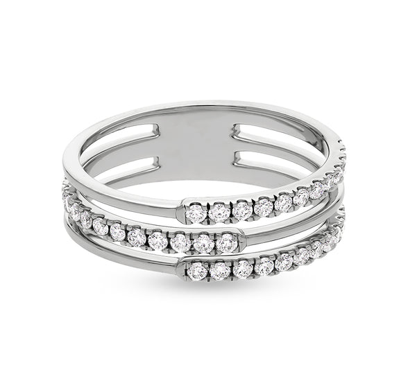 Round Natural Diamond With French Setting White Gold Casual Ring