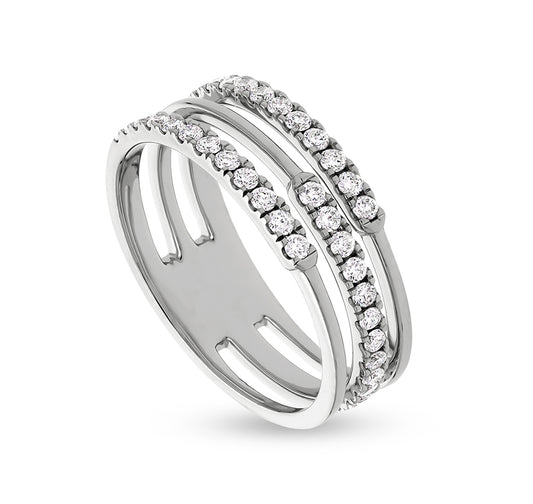 Round Natural Diamond With French Setting White Gold Casual Ring
