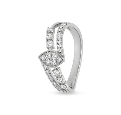 Center Marquise Shape With Round Natural Diamond White Gold Casual Ring